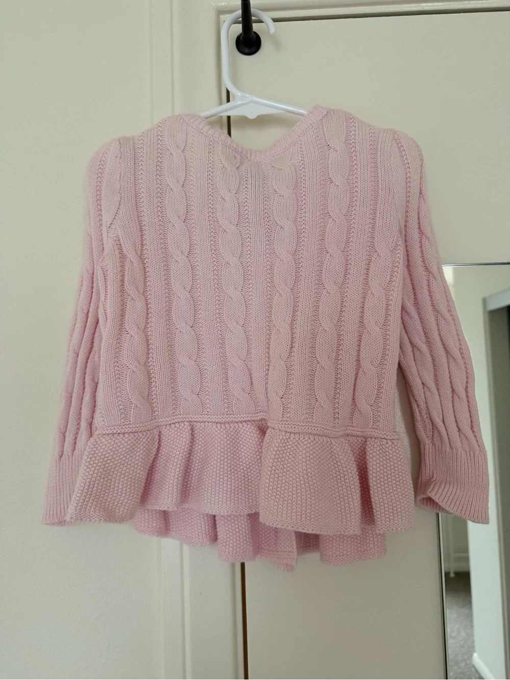 Polo by Ralph Lauren Baby Pink Cable-Knit Peplum Cardigan